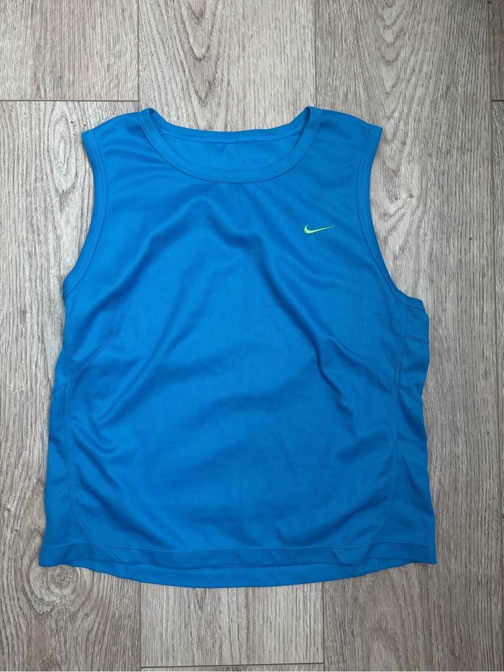 Y2K Nike Bright Blue Athletic Tank with Neon Green Swoosh